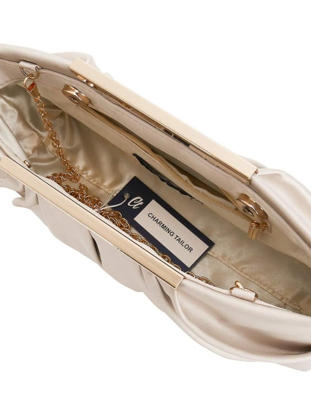Clutch Evening Bag Elegant Pleated Satin Formal Handbag Simple Classy Purse for - Picture 5 of 7